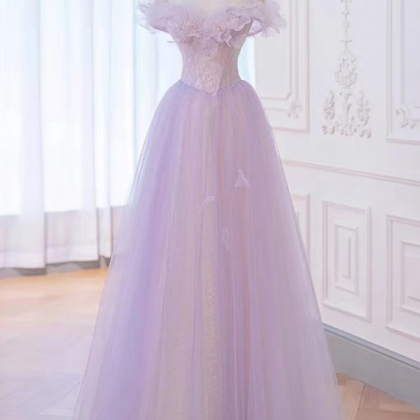 Prom Dresses,purple Prom Dress, Off Shoulder..