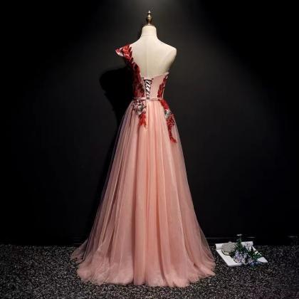 Prom Dresses,long Pink Prom Dress,one Shoulder..
