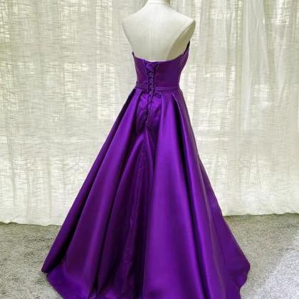 Prom Dresses,strapless Prom Dress, Purple Evening..