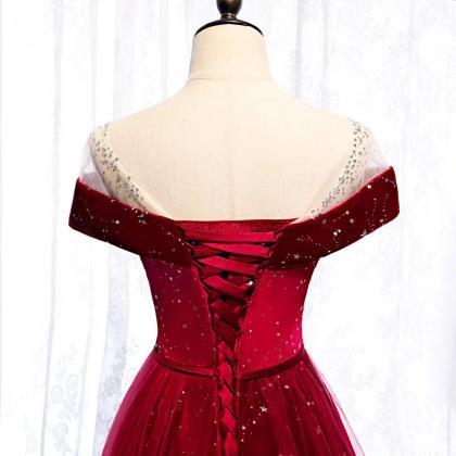 Prom Dresses,red Elegant Prom Dress, O-neck Prom..