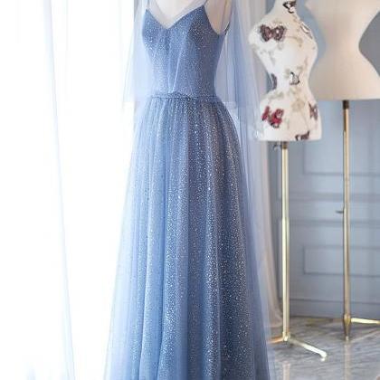 Prom Dresses,blue Tulle Long Prom Dress, Blue..