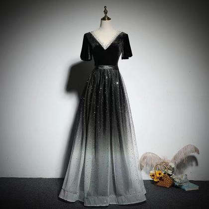 Prom Dresses,v-neck Evening Dress,elegant Prom..