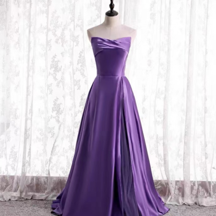 Prom Dresses,satin Prom Dress ,purple Evening..