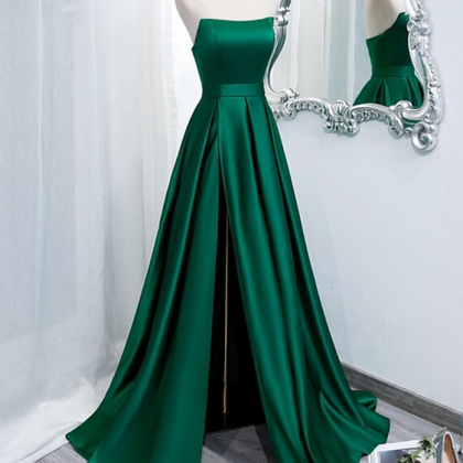 Prom Dresses,green Evening Dress,satin Party..
