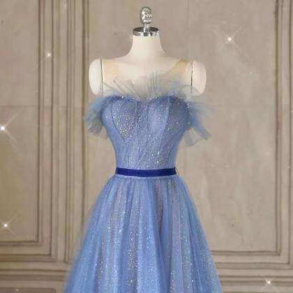 Prom Dresses,blue Party Dress,sleeveless Prom..