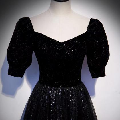 Prom Dresses,elegant Shiny Evening Dress, Black..