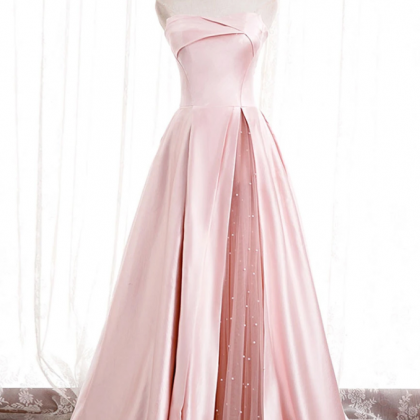 Prom Dresses, Pink Satin Prom Dress,off Shoulder..