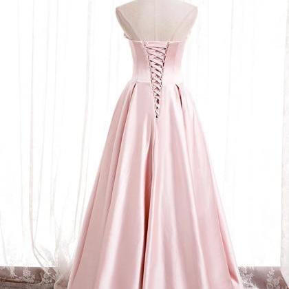 Prom Dresses, Pink Satin Prom Dress,off Shoulder..