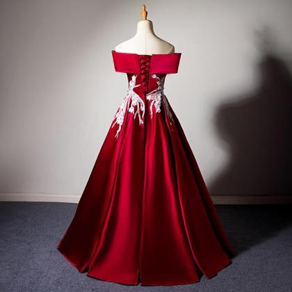 Prom Dresses,burgundy Satin Strapless Off The..