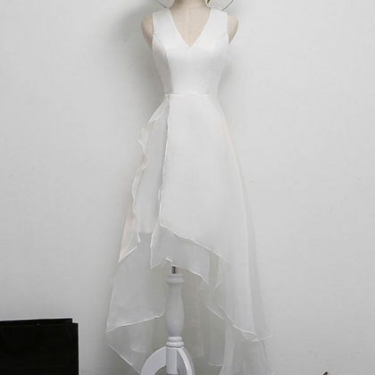 Homecoming Dresses,simple White V Neck Short Prom..