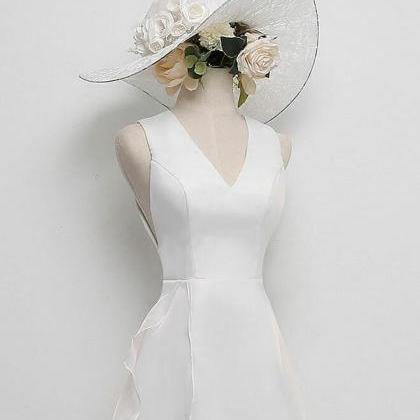 Homecoming Dresses,simple White V Neck Short Prom..