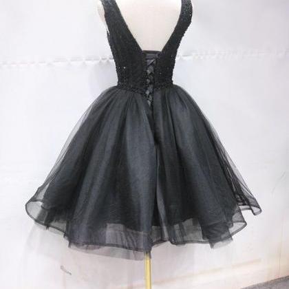 Homecoming Dresses,black Tulle Lace Mini Prom..