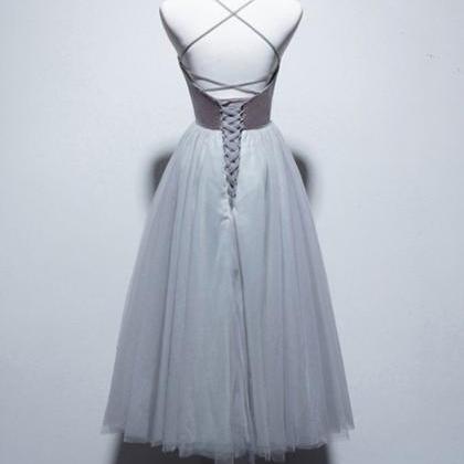 Homecoming Dresses,elegant Gray Velvet Top Tea..