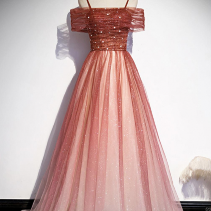 Prom Dresses, Burgundy Tulle Long A Line Prom..