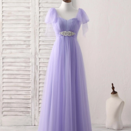 Prom Dresses, Purple Sweetheart Neck Tulle Long..
