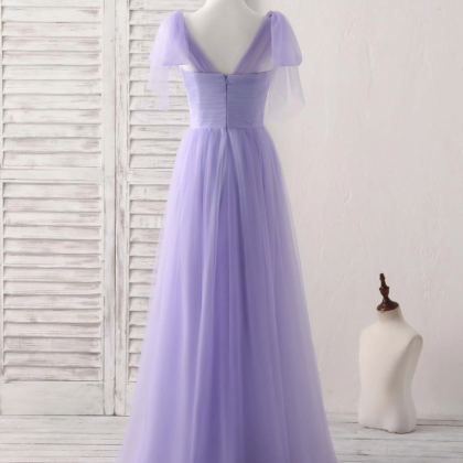 Prom Dresses, Purple Sweetheart Neck Tulle Long..