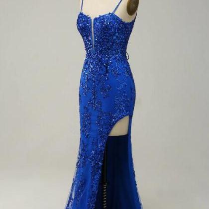 Prom Dresses,mermaid Spaghetti Straps Royal Blue..