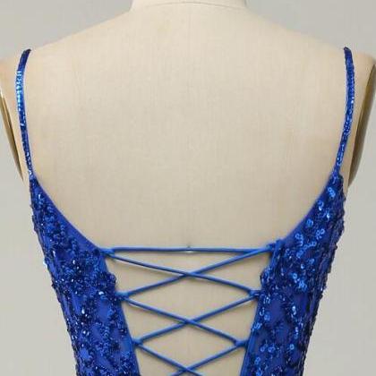 Prom Dresses,mermaid Spaghetti Straps Royal Blue..