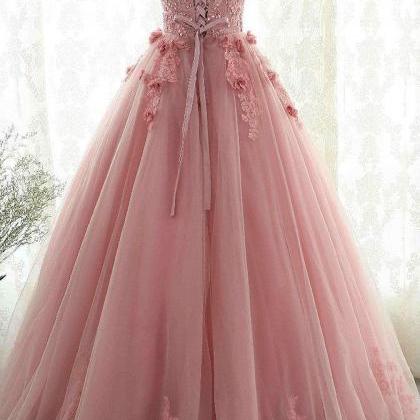 Prom Dresses,sweetheart, Blush Pink Lace..