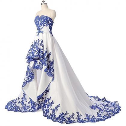 Prom Dresses,sexy Royal Blue High Low Wedding..