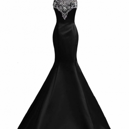 Prom Dresses,fashion Black Mermaid Floor-length..