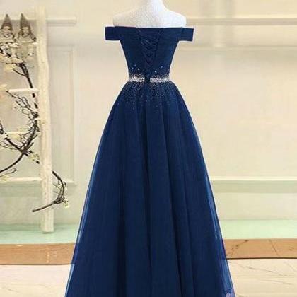 Prom Dresses,navy Blue Prom Dress,tulle Bridesmaid..