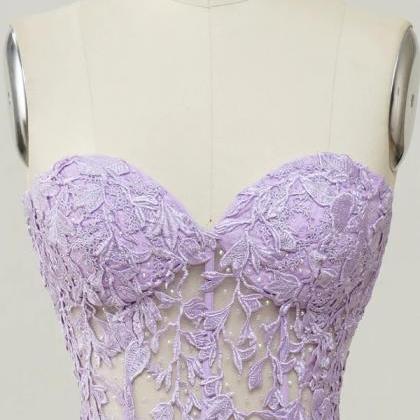 Prom Dresses,purple Sweetheart Neck Mermaid Prom..