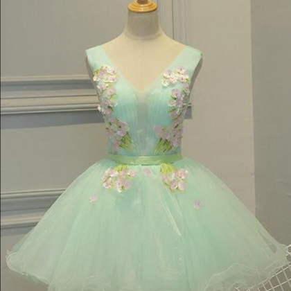 Homecoming Dresses,lovely Light Green Tulle Floral..