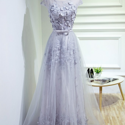 Prom Dresses,a-line Princess Scoop Neck Cap Sleeve..