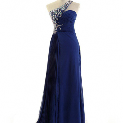 Prom Dresses,royal Blue One-shoulder A-line..