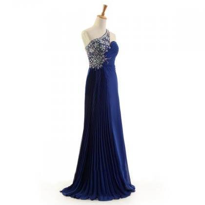 Prom Dresses,royal Blue One-shoulder A-line..