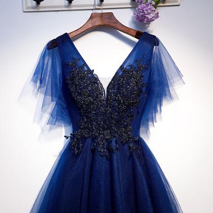 Homecoming Dresses,royal Blue Tulle Prom Gownshort..