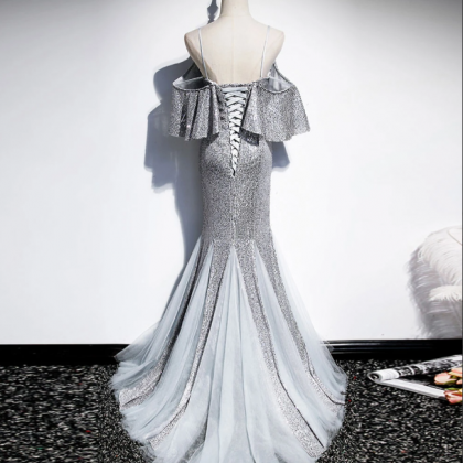 Prom Dresses,silver Glitter Sequins Mermaid Prom..