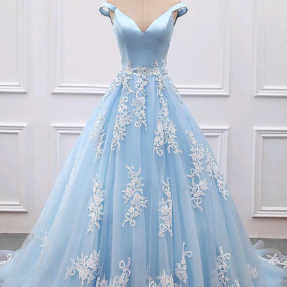 Prom Dresses,women Light Blue Princess Prom Dress..