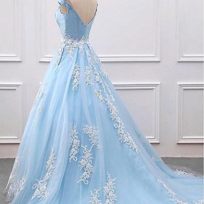 Prom Dresses,women Light Blue Princess Prom Dress..