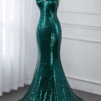 Prom Dresses,glitter Dark Green Mermaid Sequins..