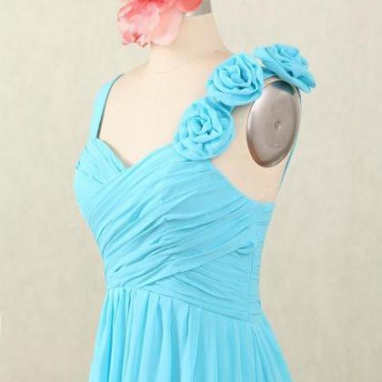 Prom Dresses,sky Blue Spaghetti Straps Prom..