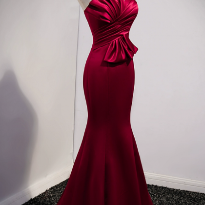 Prom Dresses,red Satin Fishtail Dress, Celebrity..