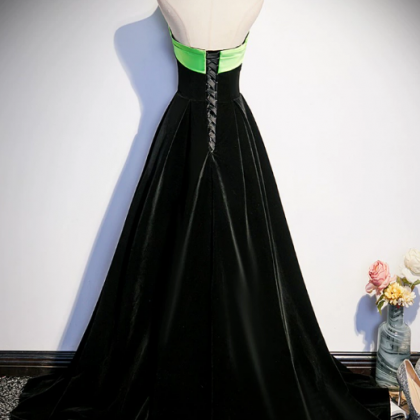 Prom Dresses,black Velvet Strapless Party Dresses,..