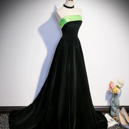Prom Dresses,black Velvet Strapless Party Dresses,..