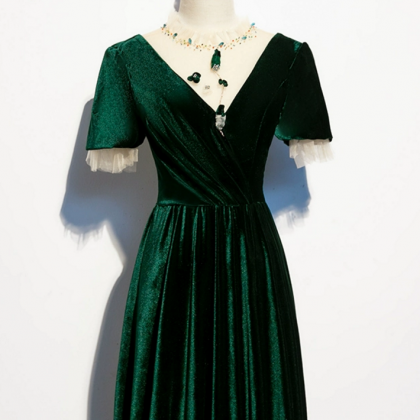 Prom Dresses,dark Green Velvet Evening Dresses,..
