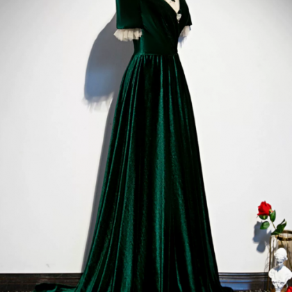 Prom Dresses,dark Green Velvet Evening Dresses,..