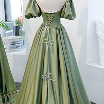 Prom Dresses,green Satin Evening Dresses, High End..