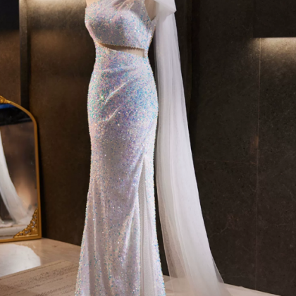 Prom Dresses,sequin Fishtail One Shoulder Evening..