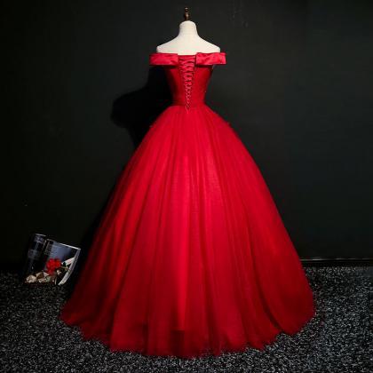 Prom Dresses,strapless Prom Dresses, Red Evening..
