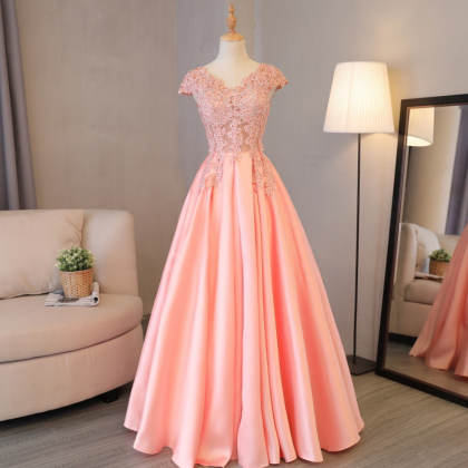 Prom Dresses,, V-neck Evening Dresses, Pink..