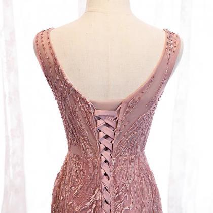 Prom Dresses,pink Evening Dress, , V-neck, Long..