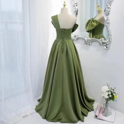 Prom Dresses,one Shoulder Evening Dress, Green..