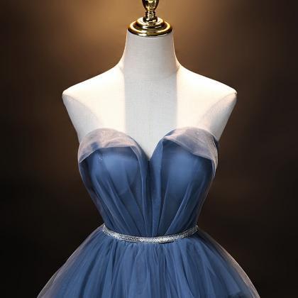 Prom Dresses, Strapless Party Dresses, Blue..