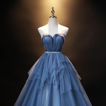 Prom Dresses, Strapless Party Dresses, Blue..